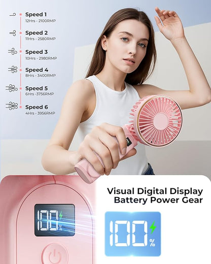 TUNISE Portable Handheld Fan, 180 Adjustable, 6 Speed Wind, USB Rechargeable - Image 5