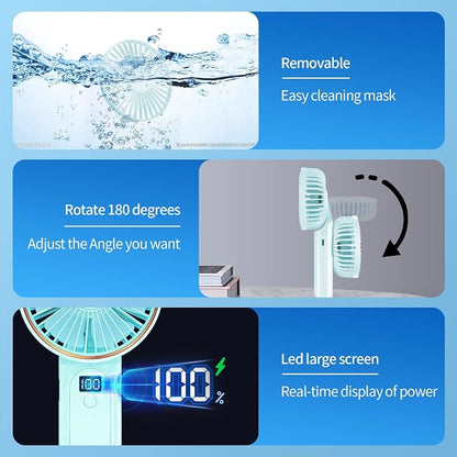 Peiyuu Portable Fan, 4000mAh USB Rechargeable, 180° Foldable Mini Desk Fan - Image 4