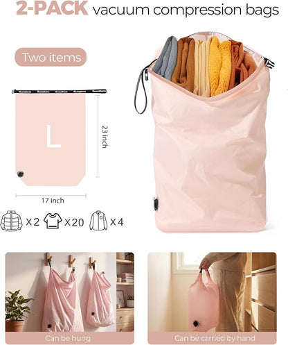 Travel Laundry Bag, Pump-Free Vacuum Compression Dirty Clothes Bag, Reusable - Image 2