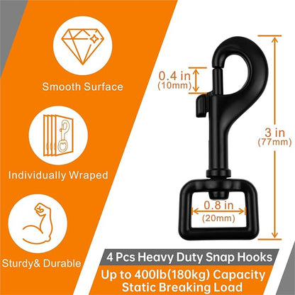 Garwor Heavy Duty Swivel Snap Hooks Black Electrophoresis Coating 3/4" 4 Pcs - Image 2