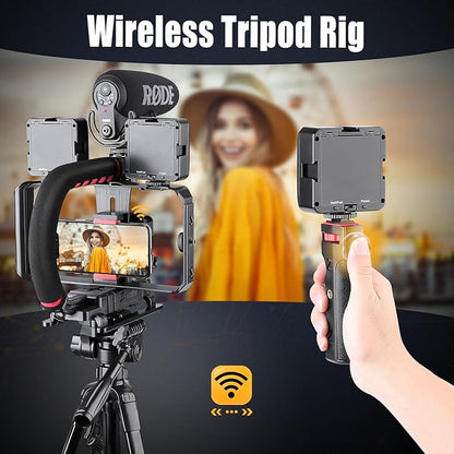 Zeadio Camera Smartphone Handheld Stabilizer, Triple Cold-Shoe Handle Grip - Image 4