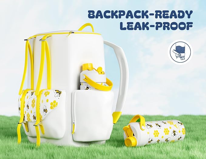18 oz Cute Water Bottle for Kids: 2-in-1 Straw Spout Lid, Keep Cold 24H - Image 4