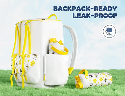 18 oz Cute Water Bottle for Kids: 2-in-1 Straw Spout Lid, Keep Cold 24H - Image 4
