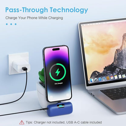 Mini Portable Charger USB C Power Bank, Upgraded 5000mAh PD Fast Charging - Image 2