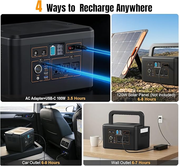 Portable Power Station 650W, 576Wh Solar Generator, LiFePO4 Battery 3.5 Hour - Image 5