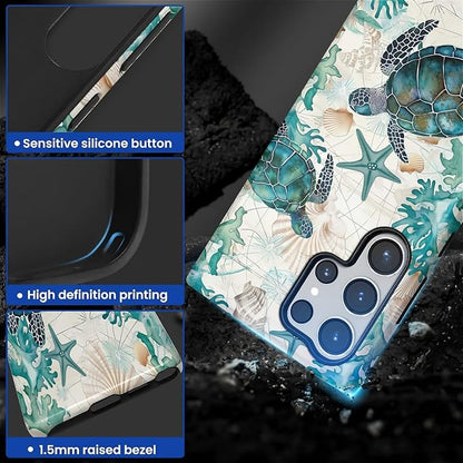 for Samsung Galaxy S24 Ultra Case, HL2 Ocean Sea Turtle Nautical Map Hybrid 2 - Image 3