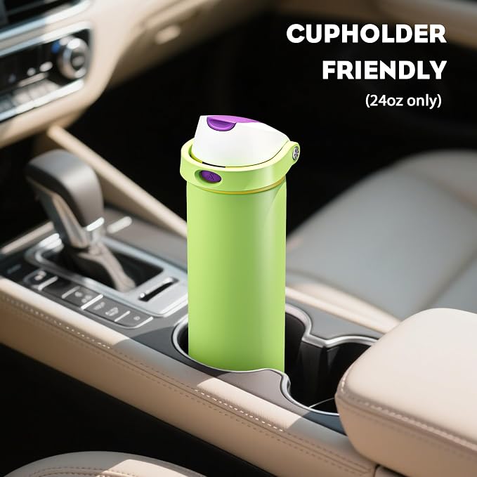 POWCAN 24 oz Insulated Water Bottle: 2-in-1 Push-Button Spout & Quick-Flip Straw - Image 5