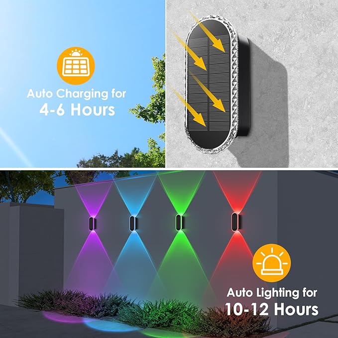 LIANGLOME 8PK Solar Fence Lights Outdoor - Image 3