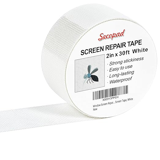 Secopad White Window Screen Repair Tape, 2 in X 30 FT Kit by Secopad