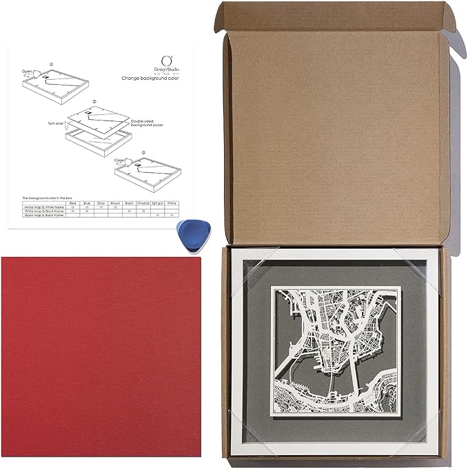 O3 Design Studio Washington D.C. Cut Map Framed, 9x9 inches, Paper Cutting Art - Image 5