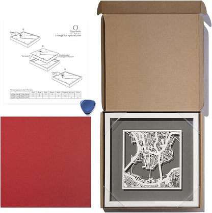 O3 Design Studio Washington D.C. Cut Map Framed, 9x9 inches, Paper Cutting Art - Image 5