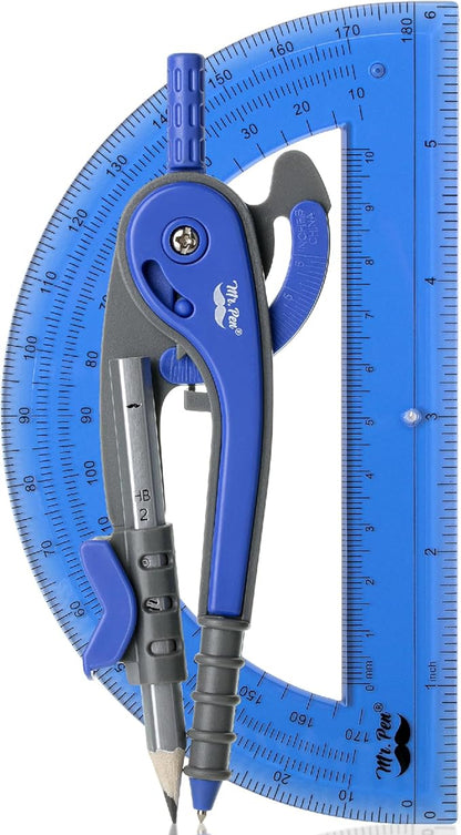 Mr. Pen- Geometry Compass and Protractor Set, 6 Inch Compass, 6 Inch Protractor by MrPen