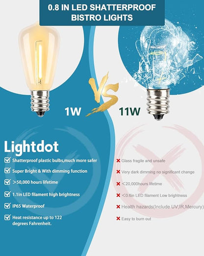 Lightdot 450FT Outdoor String Lights, LED Bistro String Lights - Image 4