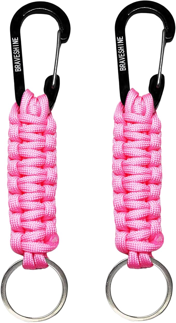 BRAVESHINE Paracord Keychain Carabiner Clip, D Ring Lanyard Hanger Stroller Hook by BRAVESHINE
