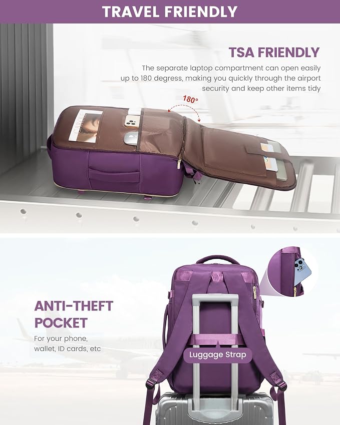 LOVEVOOK Large Travel Backpack for Women, TSA Carry on Backpack for Airplanes - Image 4