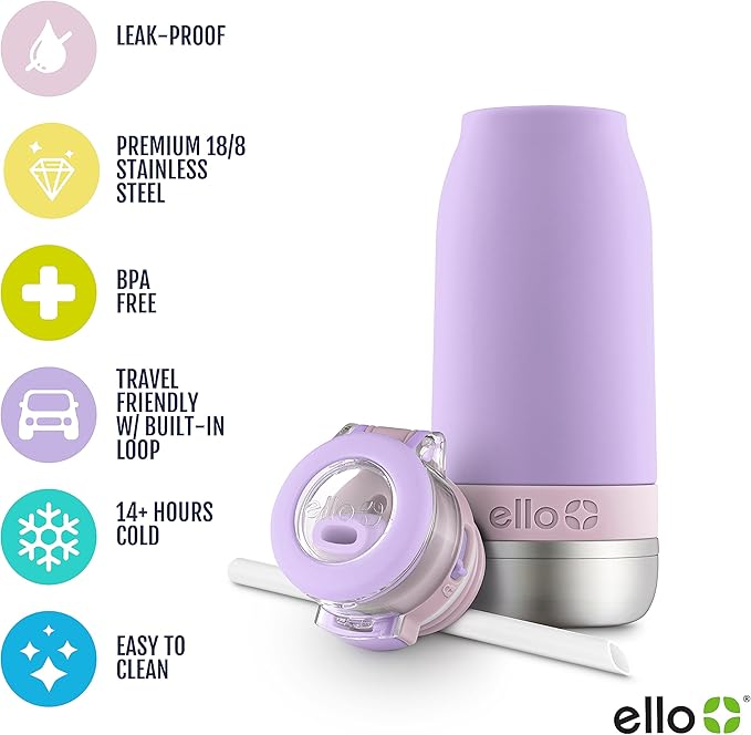 Ello Emma 14oz Vacuum Insulated Stainless Steel Kids Water Bottle - Image 3