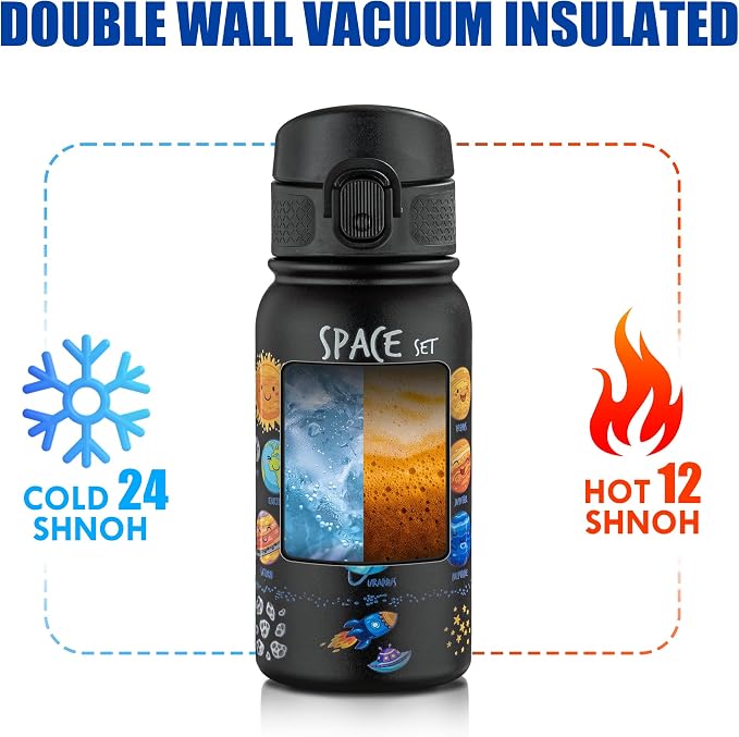 OLDLEY 12oz Kids Water Bottle, Stainless Steel Insulated Water Bottle - Image 6