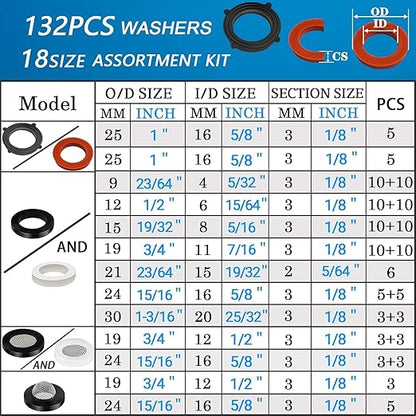 ZDBB 1000 Pcs 18 Size O Ring Kit+18 Size Rubber Washers Assortment Kit - Image 3