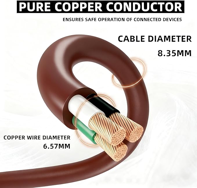 YOJOE Indoor Outdoor Extension Cord, 3 Prong 13A Weatherproof Power Cord - Image 3