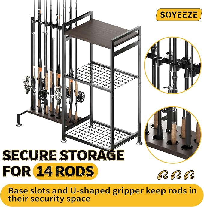 SOYEEZE Fishing Rod Holder for 14 Rods, Ground Stand Fishing Pole Holders for - Image 3