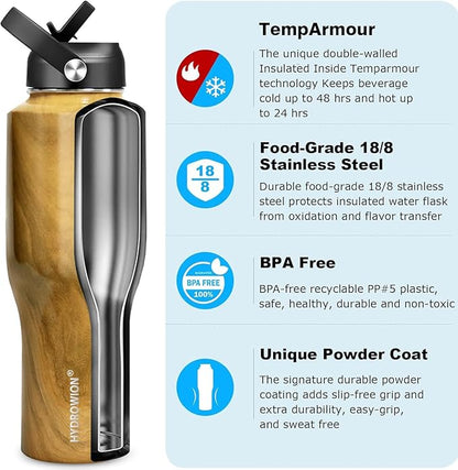 HYDROWION Water Bottle Stainless Steel, Vacuum Insulated Leak Proof Tumbler 32oz - Image 2
