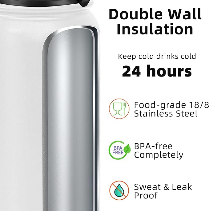 Fanhaw 32 oz Insulated Stainless Steel Water Bottle - Image 3
