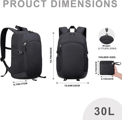 Lightweight Hiking Backpack 30L Packable Foldable Daypack Collapsible Travel - Image 7