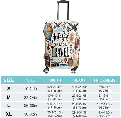 Travel Girl Adventure Globe Airplane Suitcase Camera Map Stretch Luggage Cover - Image 2