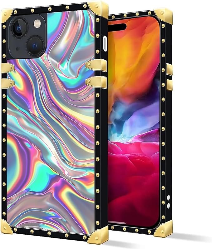 Compatible with iPhone 15 Case, Holographic Abstract Iridescent Textures Luxury - Image 2