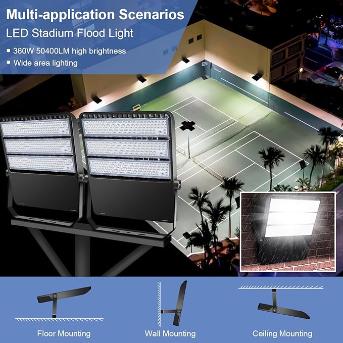 52200LM LED Stadium Flood Light Commercial Eqv 2400W Super Bright 145LM/W 5500K - Image 5