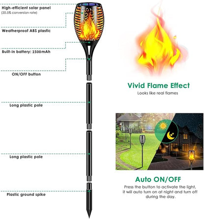 TomCare Solar Lights Outdoor 99 LED Higher & Larger Flickering Flame Solar - Image 4