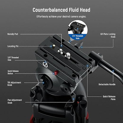 NEEWER Basic 74" Video Tripod - Image 5