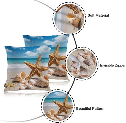 Swono Starfish Decorative Throw Pillow Cushion Covers, Ocean Beach Starfish - Image 7