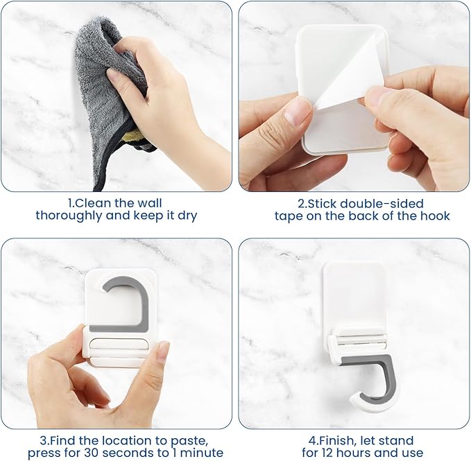 4 Pcs White Broom and Mop Holder Wall Mount Self-Adhesive Anti-Slip Gripper - Image 4
