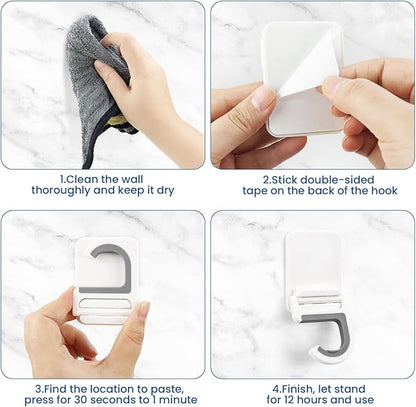 4 Pcs White Broom and Mop Holder Wall Mount Self-Adhesive Anti-Slip Gripper - Image 4