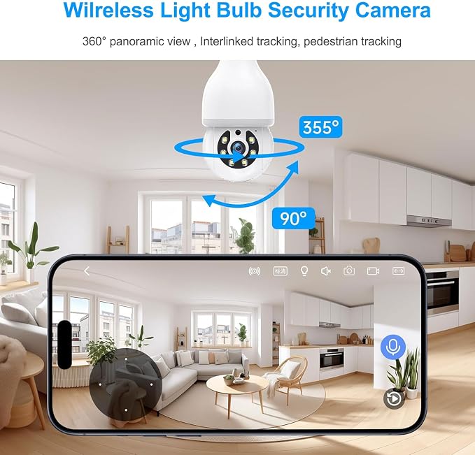 Light Bulb Security Camera, 5G&2.4GHz WiFi Light Bulb Camera Outdoor, 2-in-1 - Image 3
