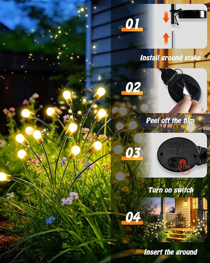 OZS 8 Pack Total 64 LED Solar Firefly Lights Fairy Outdoor - Image 8