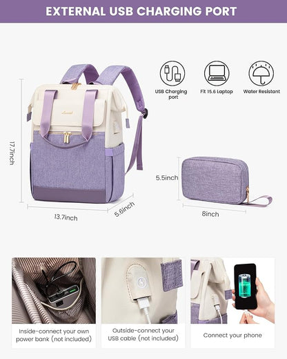 LOVEVOOK Laptop Backpack for Women, 15.6 Inch Work Laptop Bag - Image 5