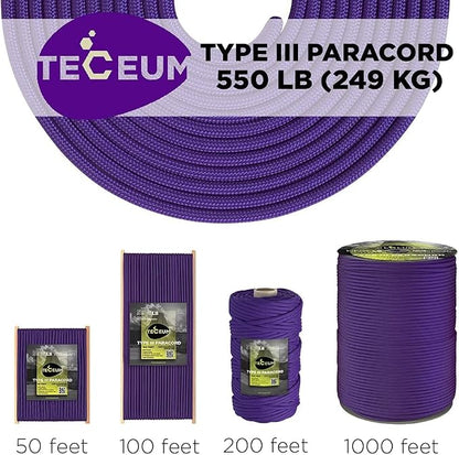 TECEUM Reflective Paracord Rope 1000 – 1000ft/200ft/100ft/50ft – 40+ Colors – - Image 9