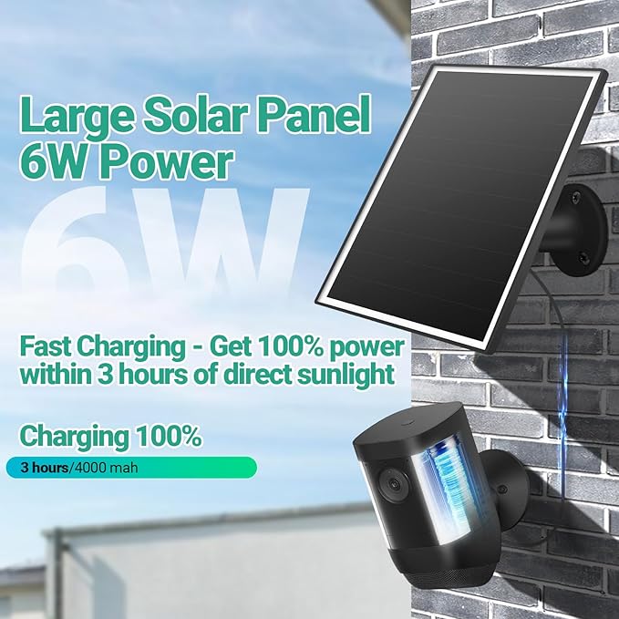 2 Pack Solar Panel for Ring Camera, 6W Solar Charger - Image 3