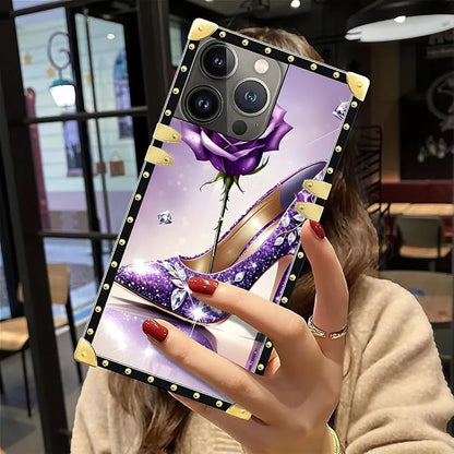 Compatible with iPhone 12 Pro Max Case, High Heeled Purple Diamond Rose Luxury - Image 6