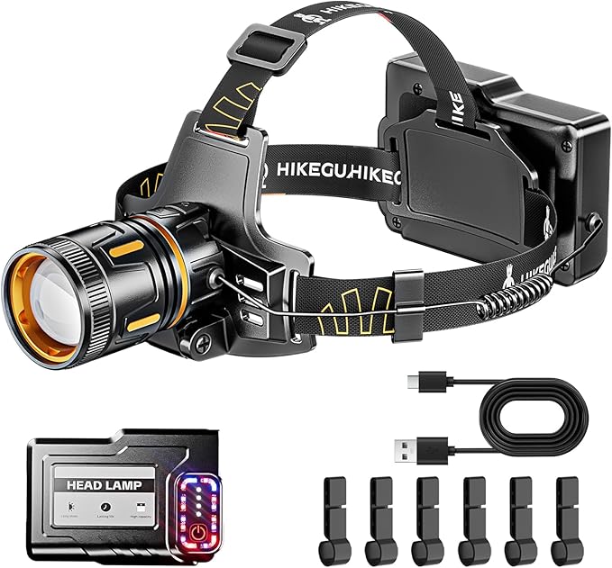 LED Headlamp Rechargeable 3500 Lumens, Dual Beads Headlights Super Bright by Unknown