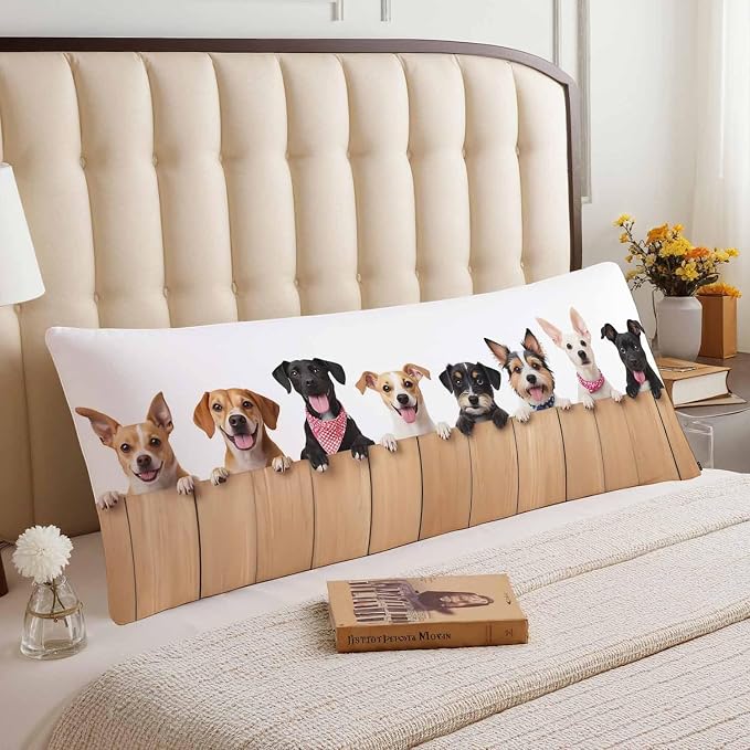 Dog Rectangle Body Pillow Covers Cute Puppy Dogs 20"X54" Couch Body Pillow - Image 3