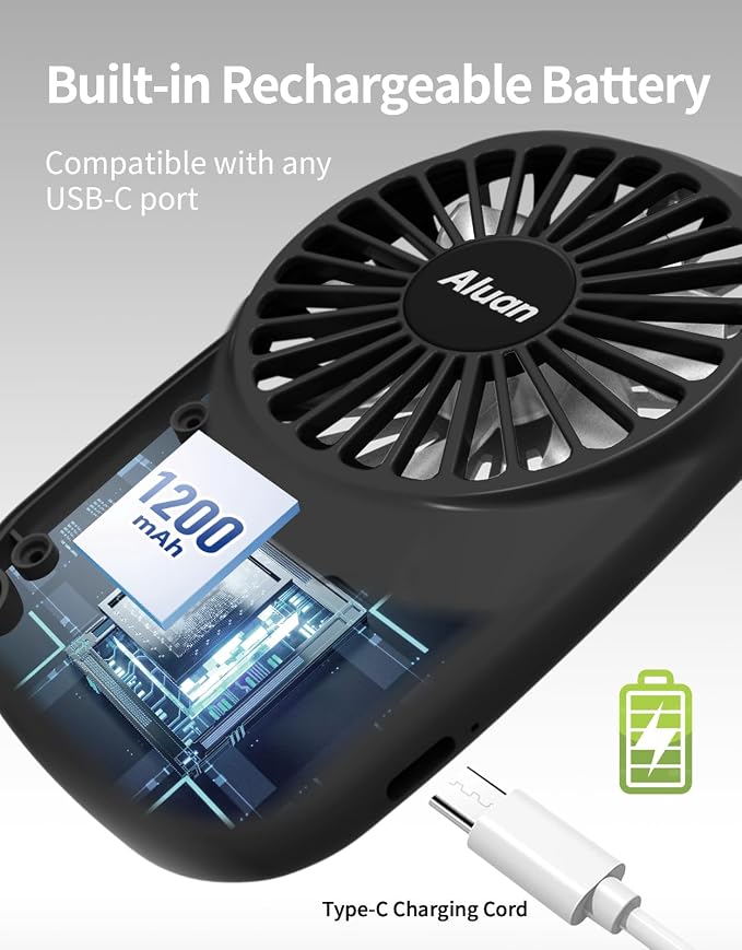 Aluan Handheld Mini Fan Powerful Small Personal Portable Speed Adjustable USB - Image 6