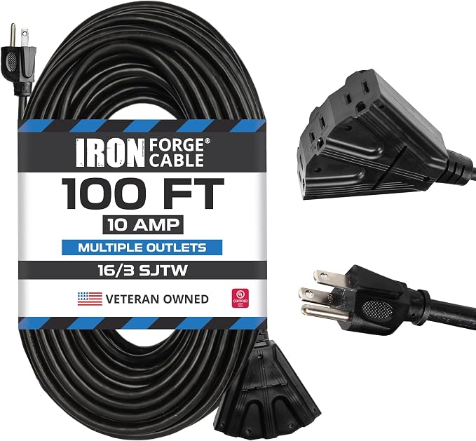 Iron Forge Cable 100 Ft Black Extension Cord by IronForgeCable