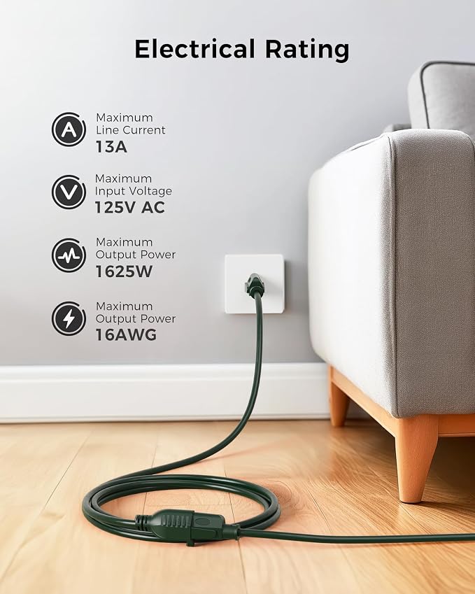 Cable Matters 2-Pack 16 AWG Heavy Duty 13A Power Extension Cord - 10ft - Image 6
