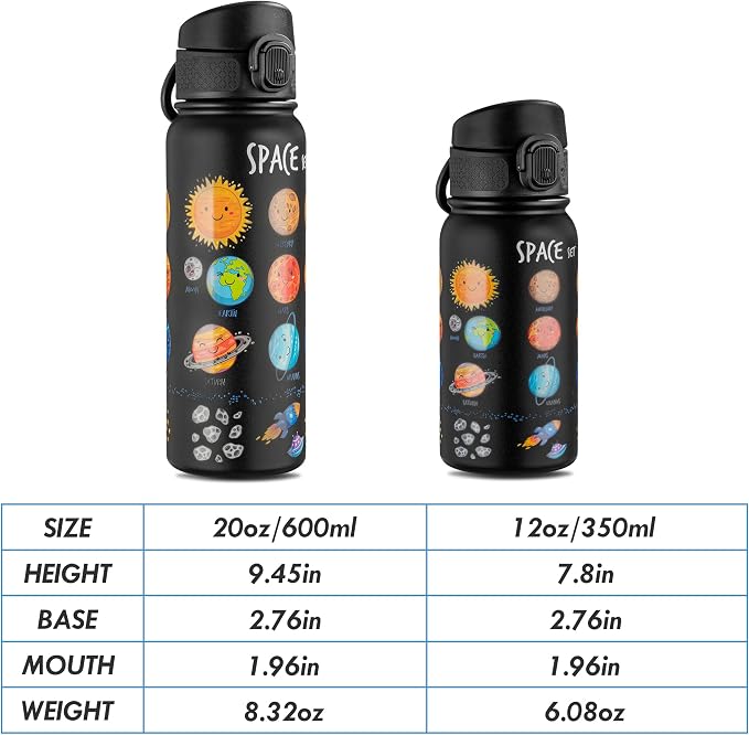 OLDLEY 12oz Kids Water Bottle, Stainless Steel Insulated Water Bottle - Image 4