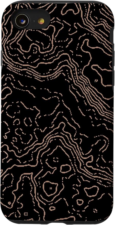 Topography Black & Brown Abstract Pattern Topographic Map Case by Unknown