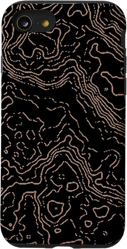 Topography Black & Brown Abstract Pattern Topographic Map Case by Unknown
