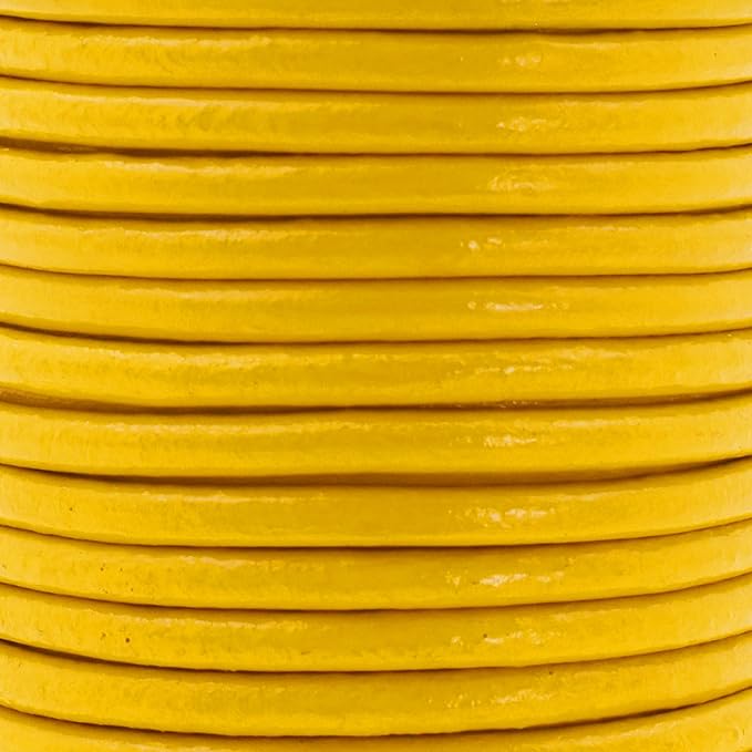 Mandala Crafts Round Genuine Mustard Yellow Leather Cord - Image 3